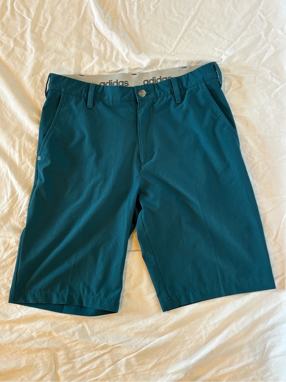 Adidas Men's Teal Flat-Front Performance Shorts